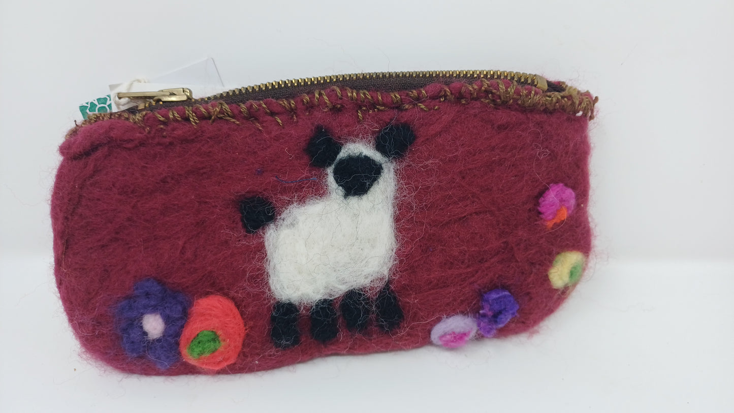 Felt sheep purse