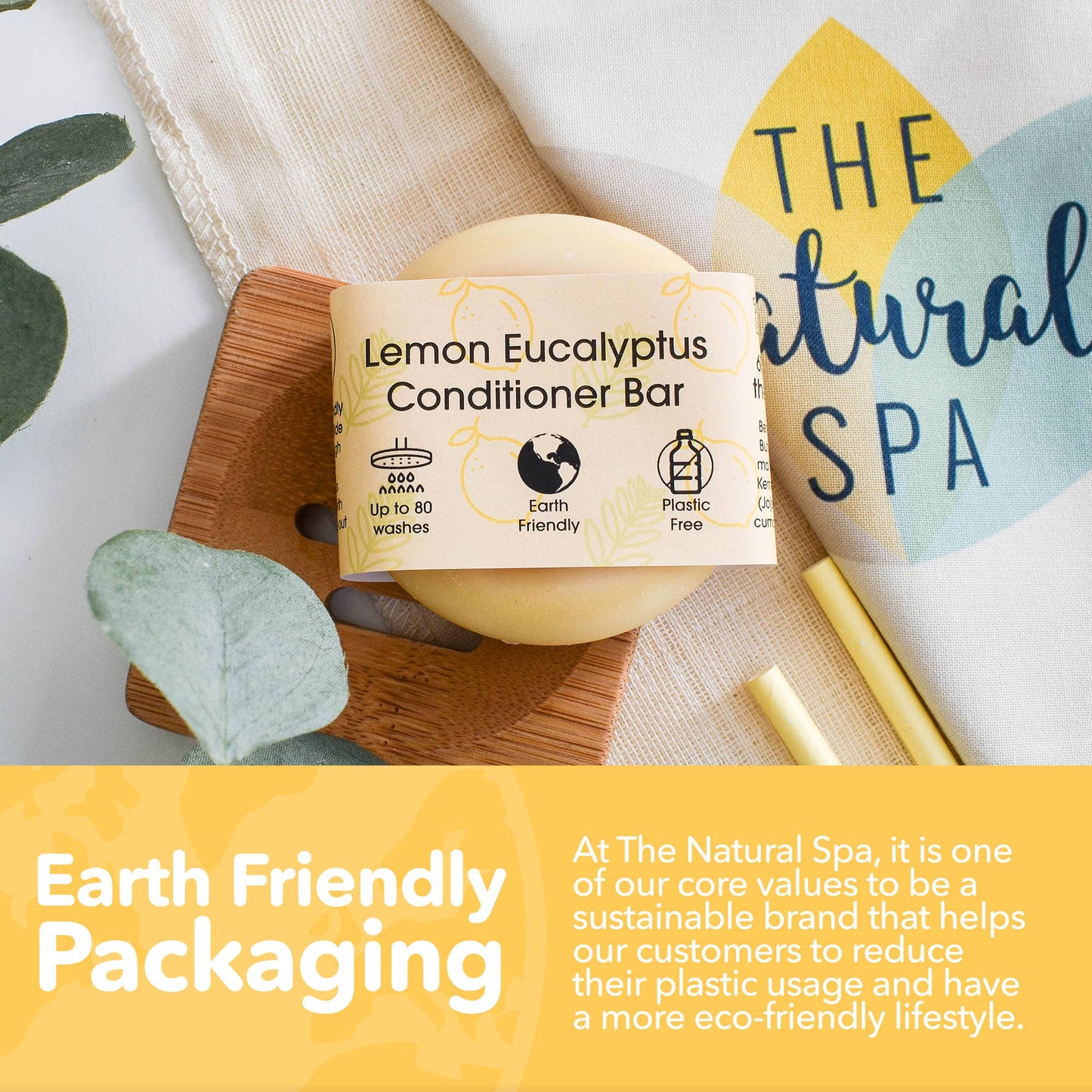 Lemon, Eucalyptus, Solid Conditioner for all hair types