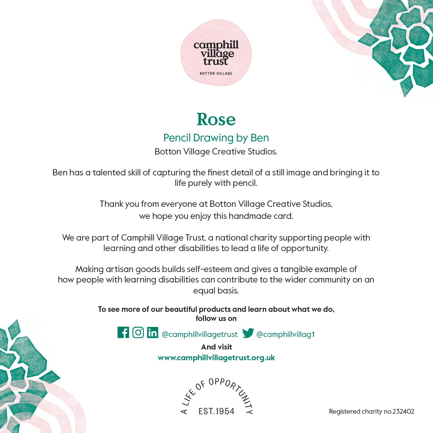 Rose Drawing Handmade Card