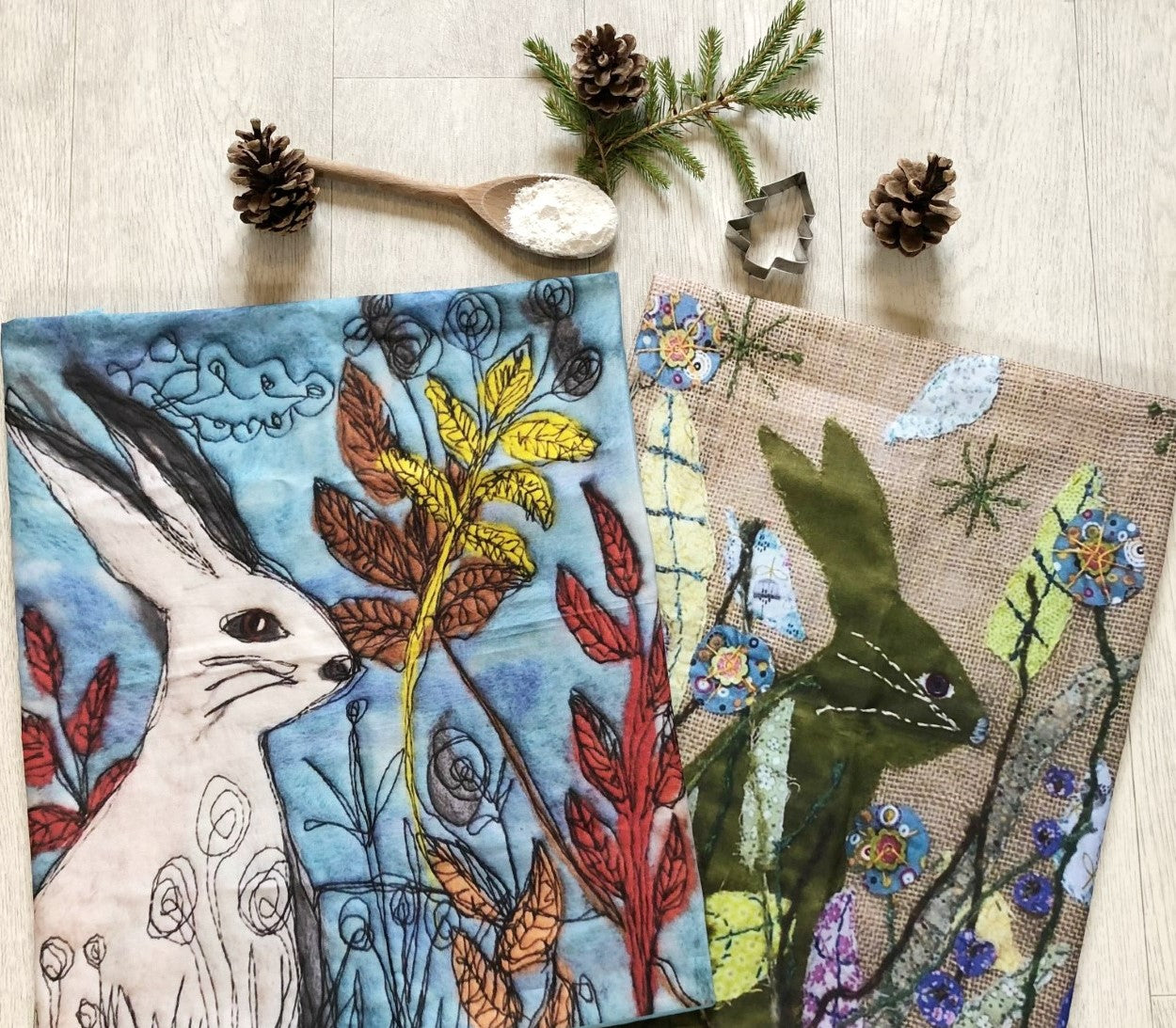 Pack of Two Rabbit Tea Towels