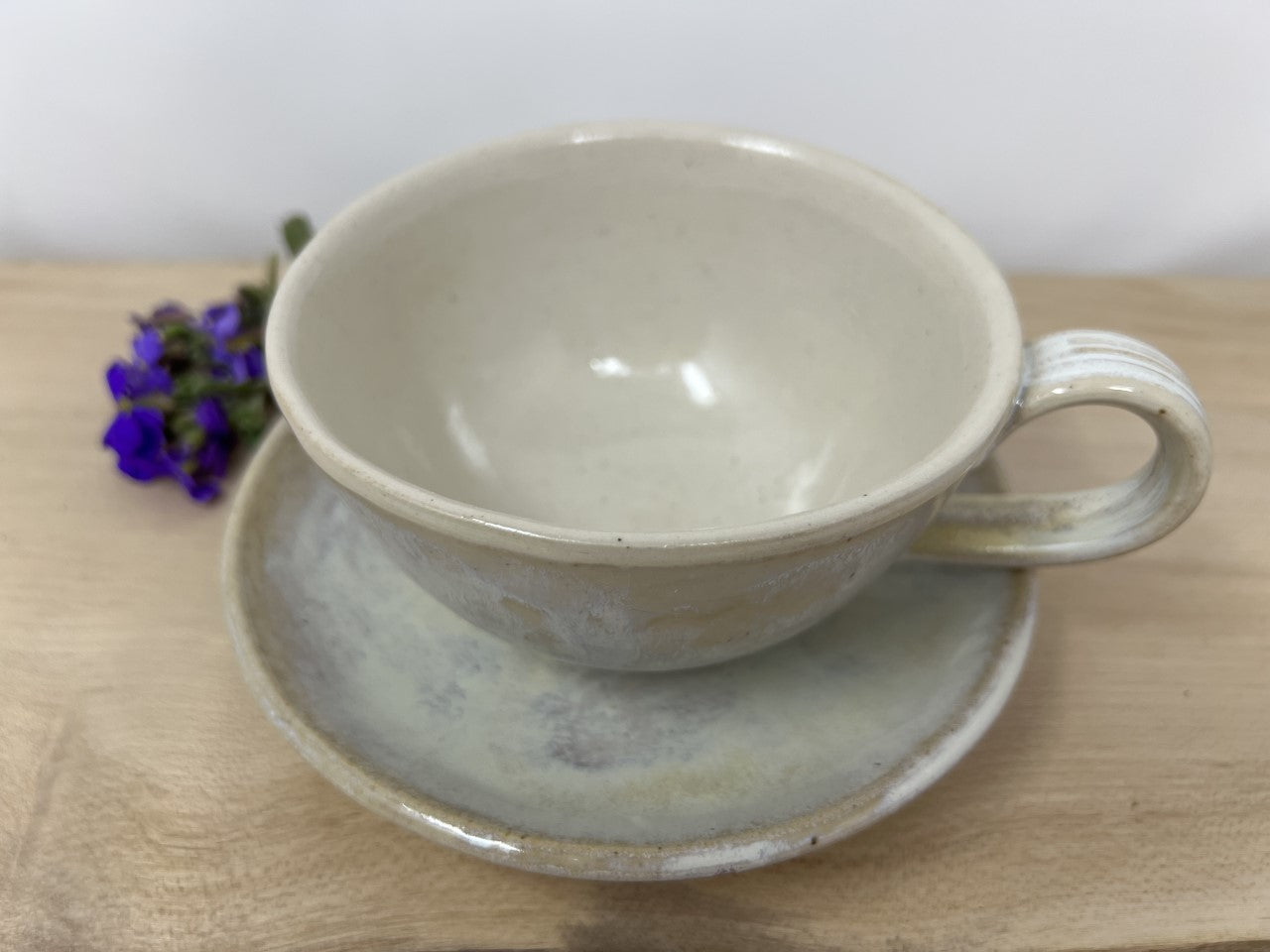 Pearl Glaze Stoneware Cup & Saucer