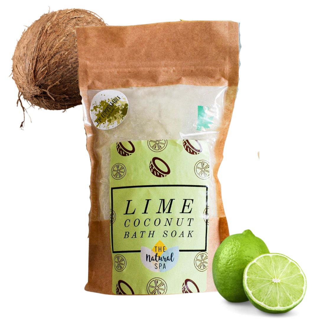 Lime Coconut Bath Salts - Essential oil - Eco pouch - vegan