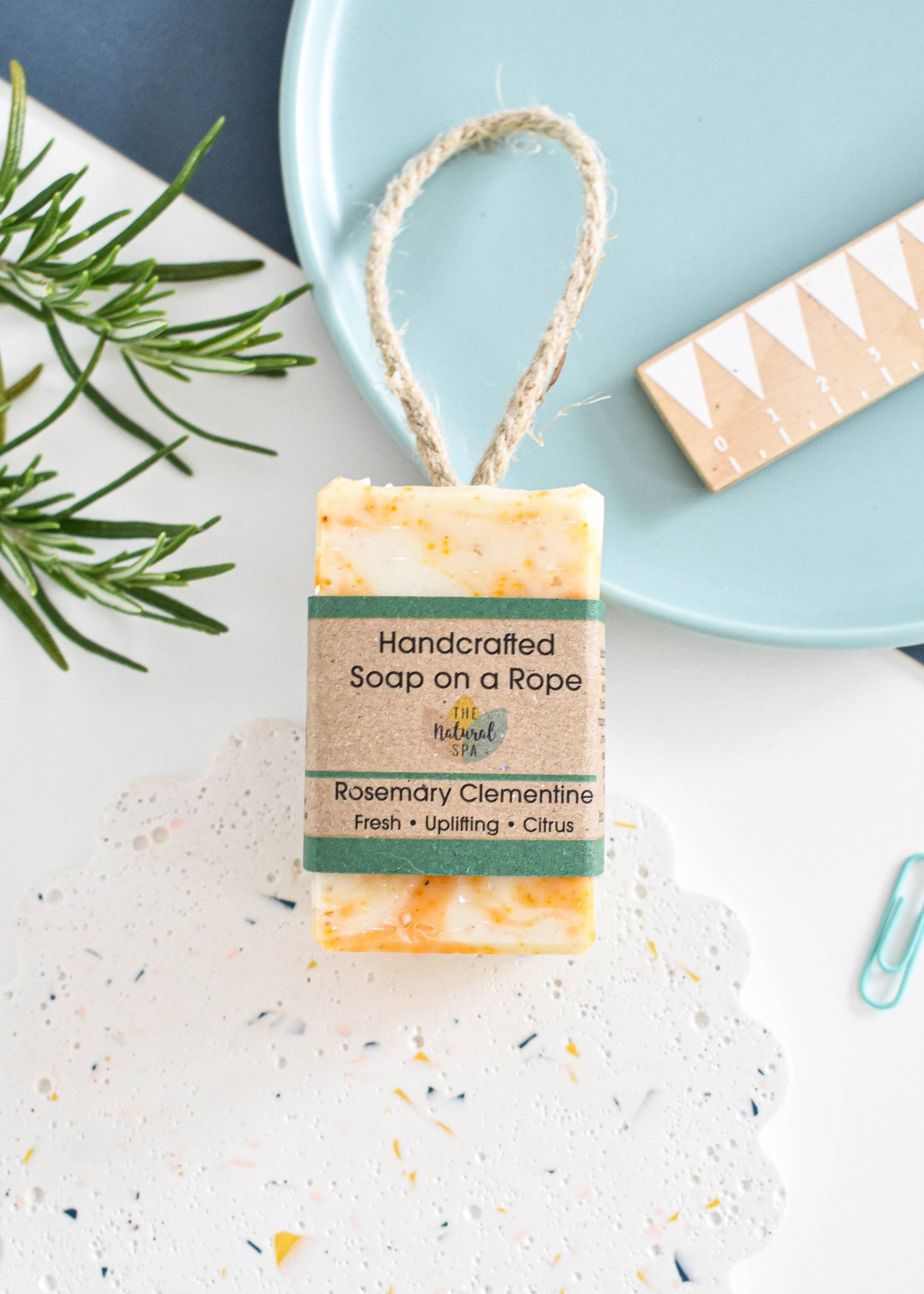 Rosemary Clementine Cold Press Soap on a rope - Palm Free
