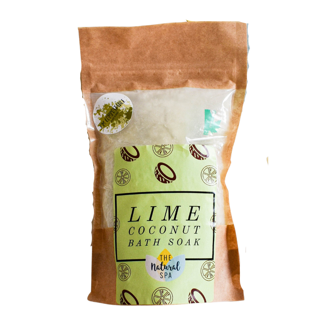 Lime Coconut Bath Salts - Essential oil - Eco pouch - vegan