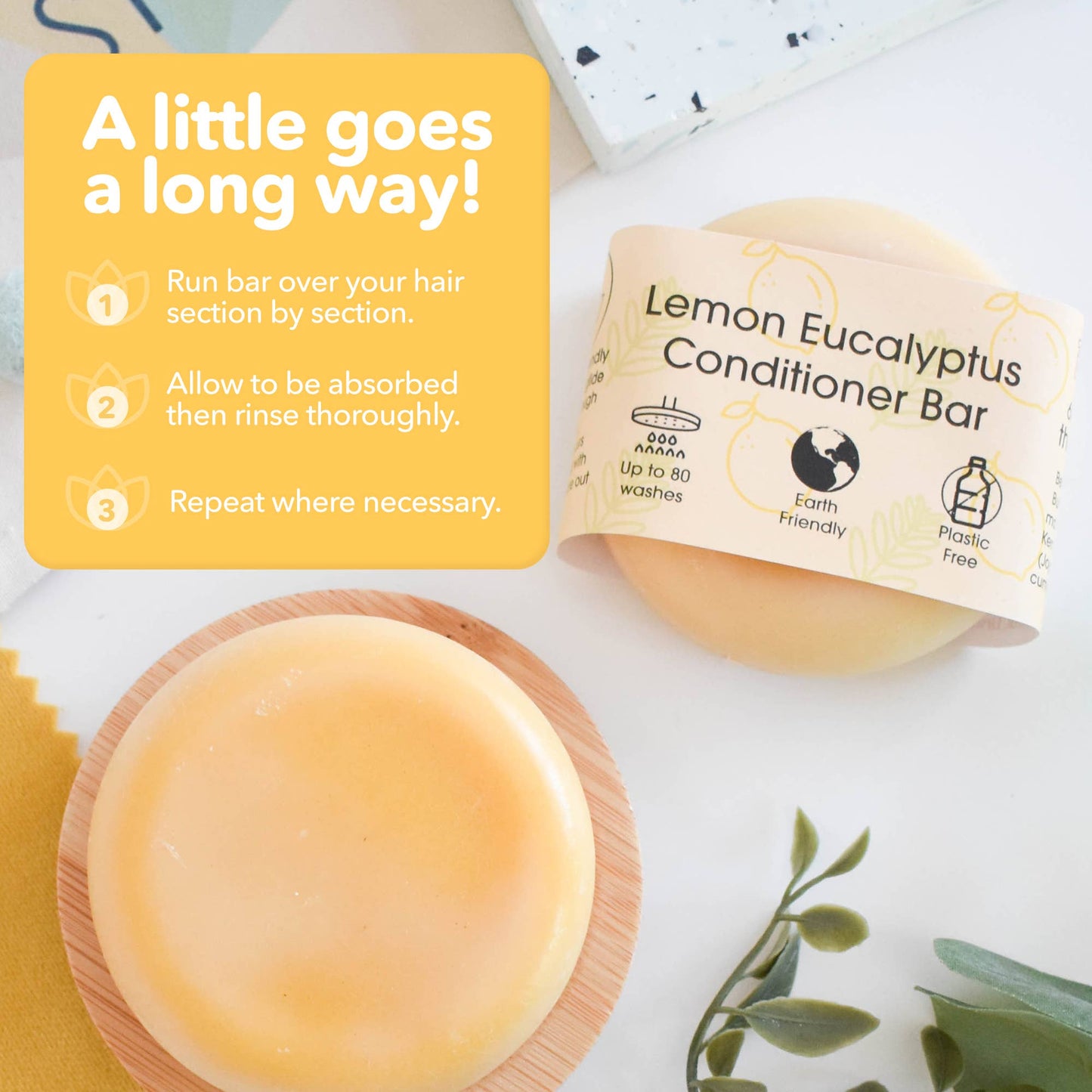 Lemon, Eucalyptus, Solid Conditioner for all hair types