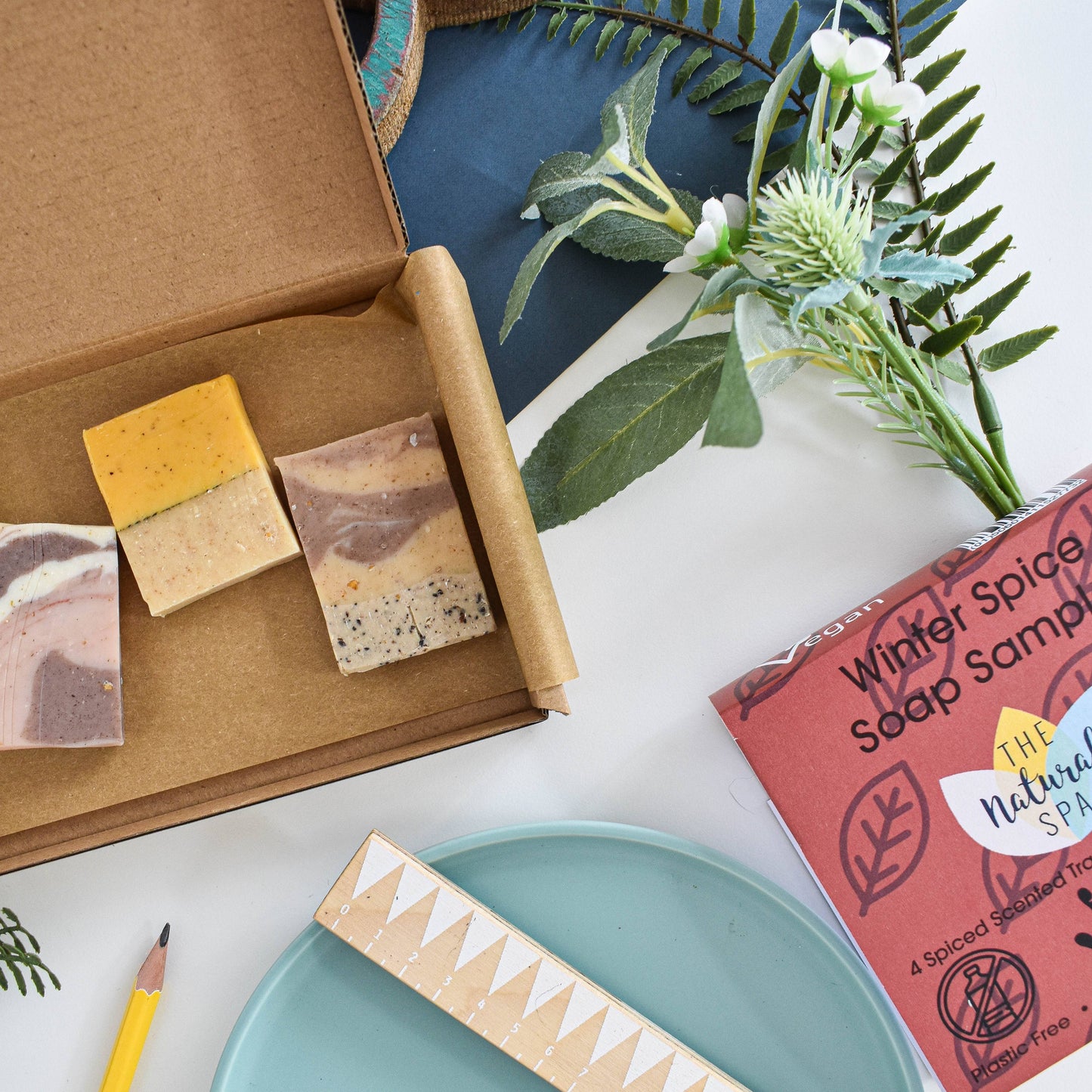 Winter Spice Soap Sampler Box - 4 pieces Letterbox Gift Set