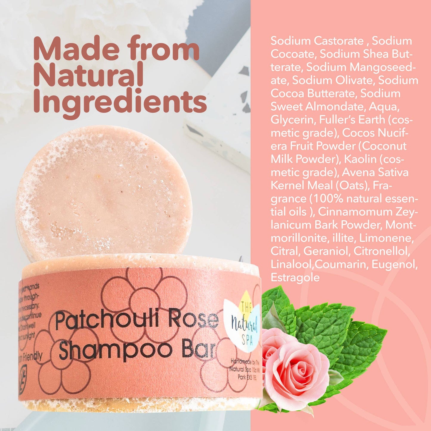 Patchouli Rose Shampoo Bar - Suitable for all hair types