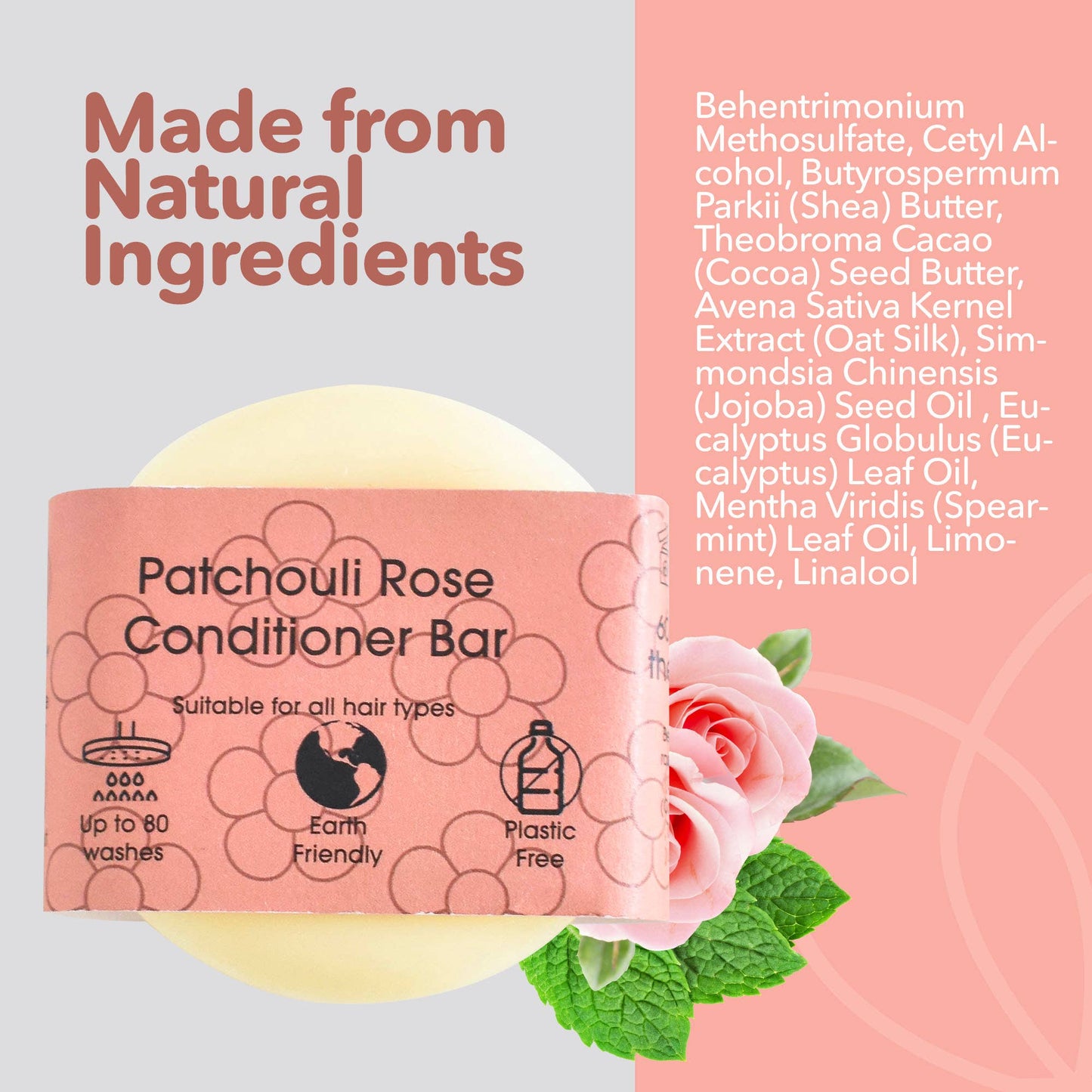 Patchouli Rose Conditioner bars for hair - Tangle free