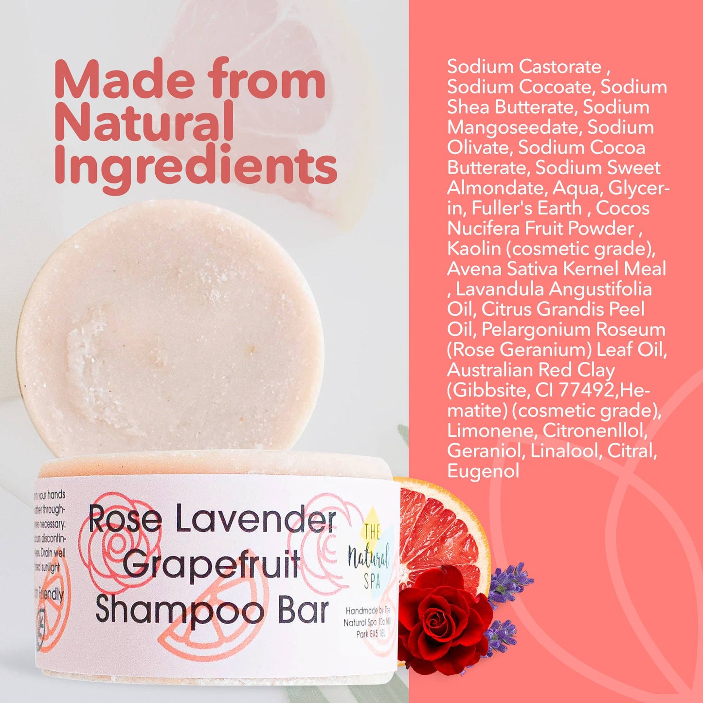 Rose, Lavender, Grapefruit Shampoo Bar