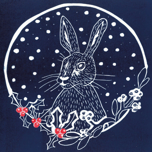 Christmas Hare Card Design, pack of 10 cards