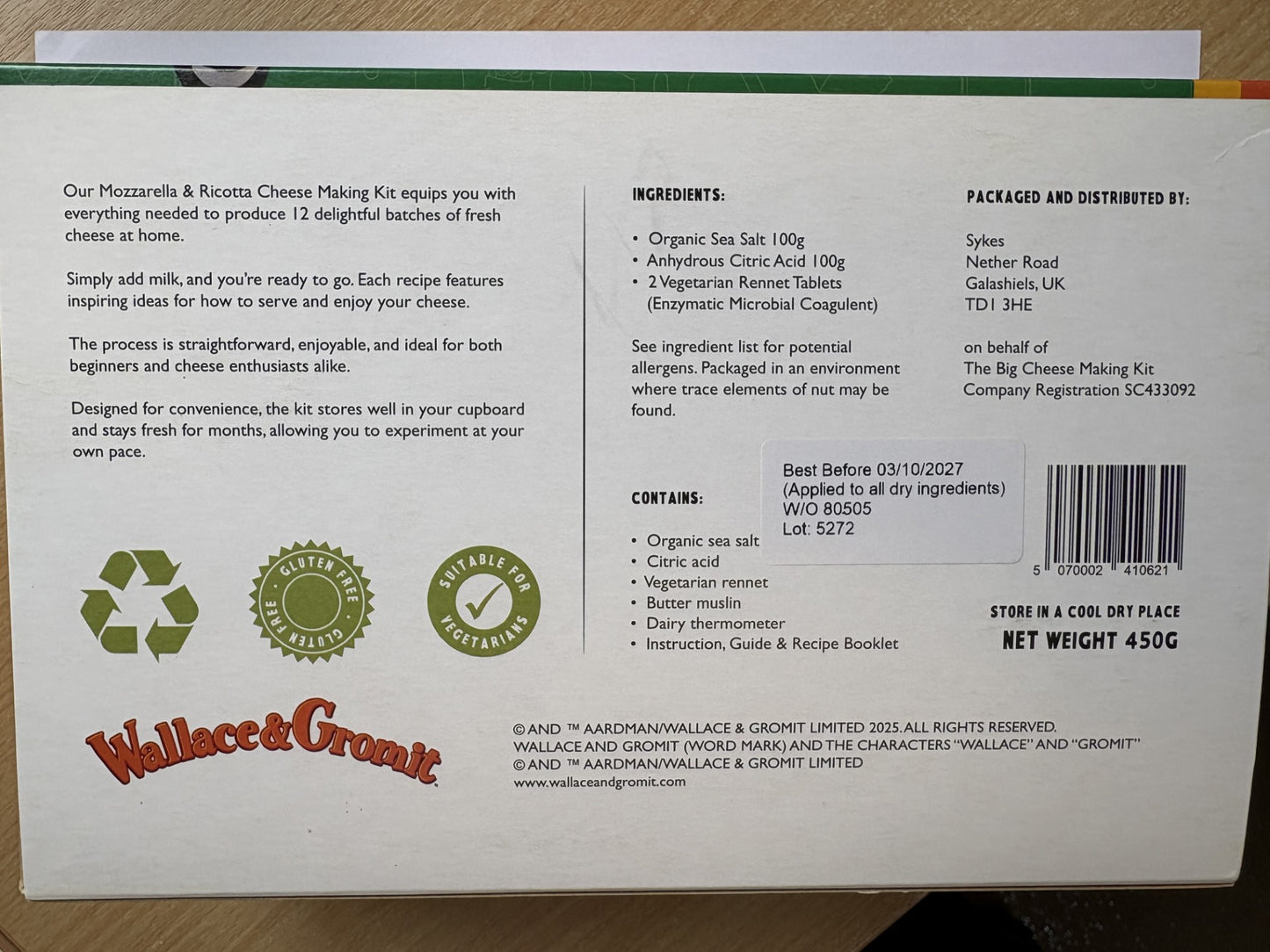 Wallace & Gromit Mozzarella & Ricotta Cheese Making Kit
