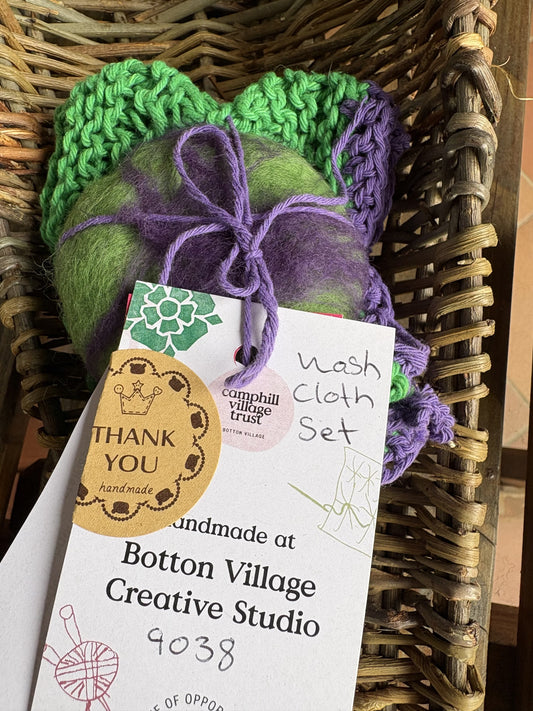 Felted Soap and Wash Cloth Set