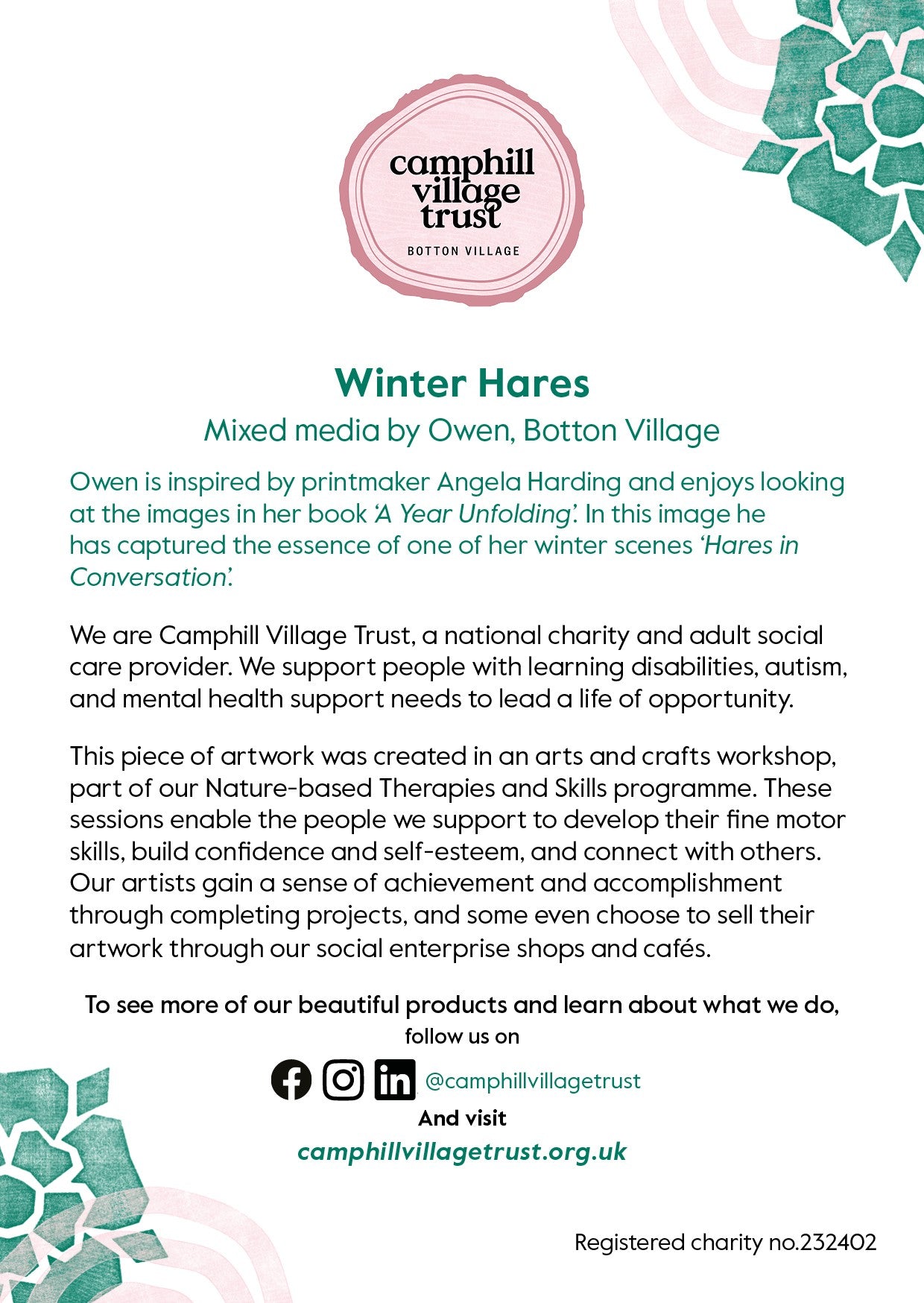 Winter Hares Greeting Card