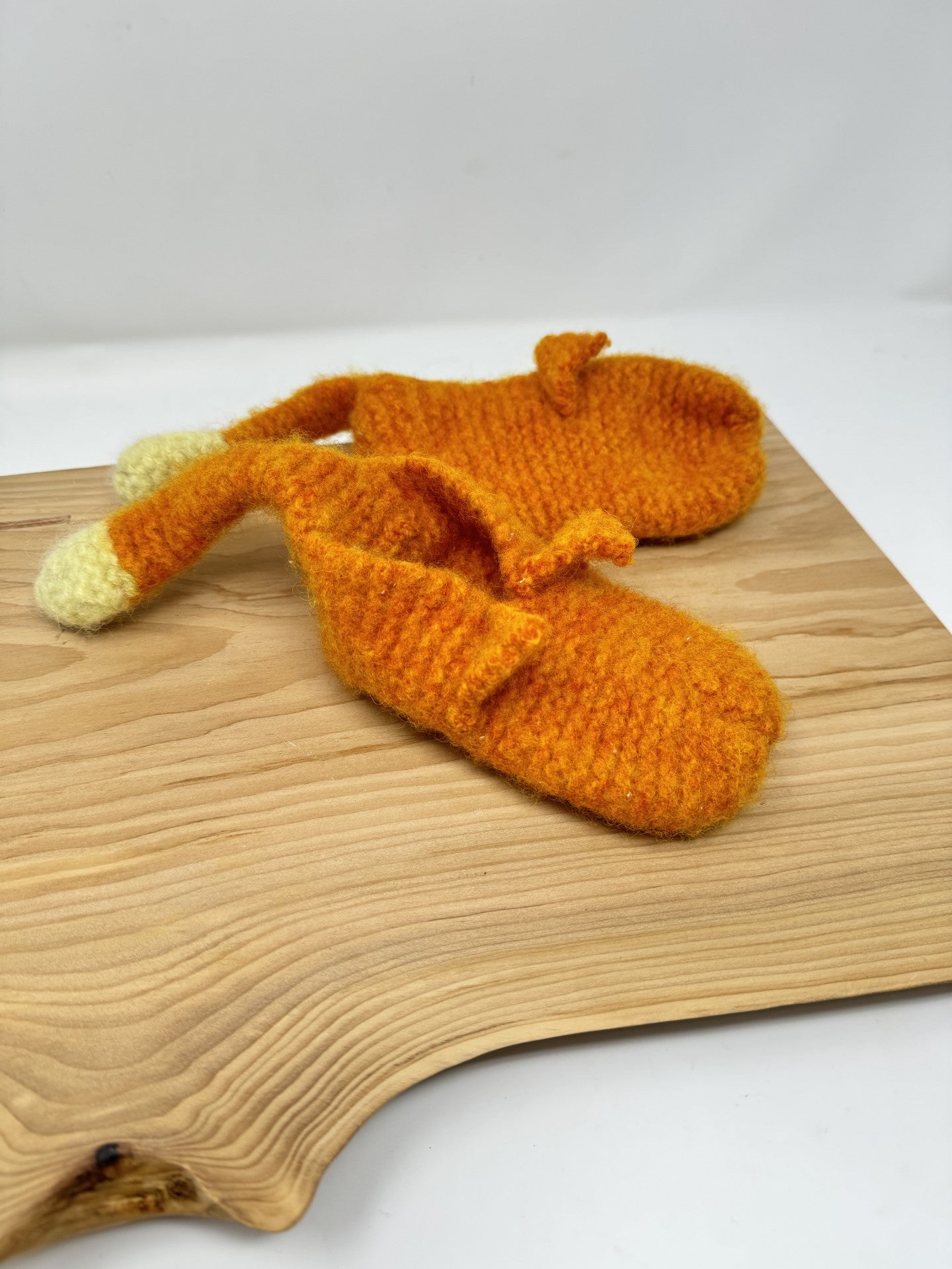 Hand Knitted Childs Fox Slipper Shoes