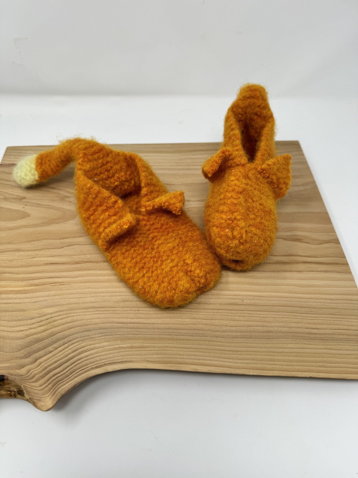 Hand Knitted Childs Fox Slipper Shoes