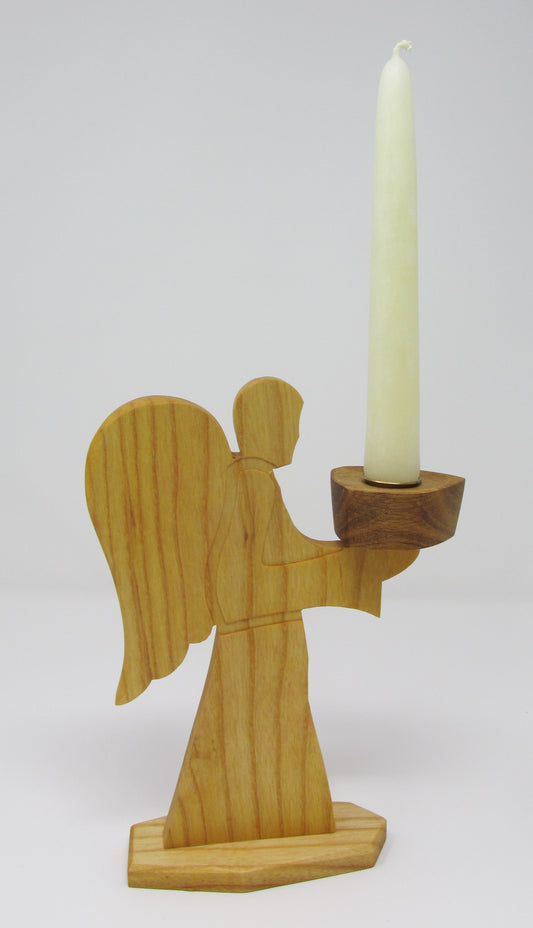 Angel Candle Holder with Ivory 100% Beeswax Candle