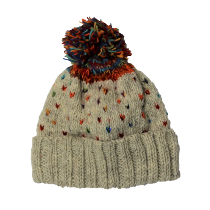 Hand-knitted Firework Multicoloured Bobble Hat