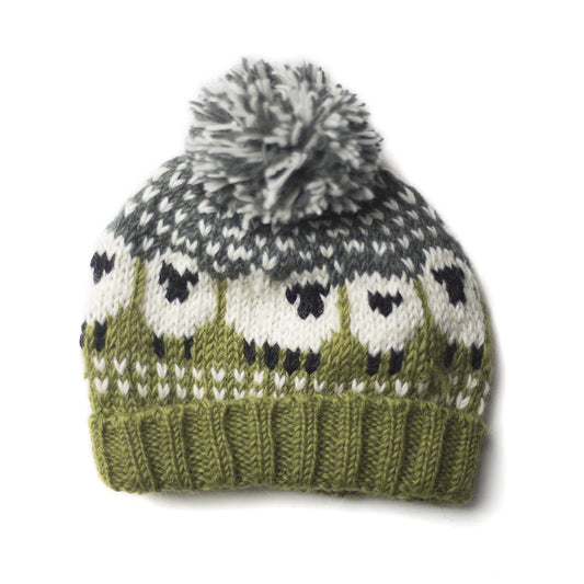 Chunky Knitted Sheep Bobble Hat