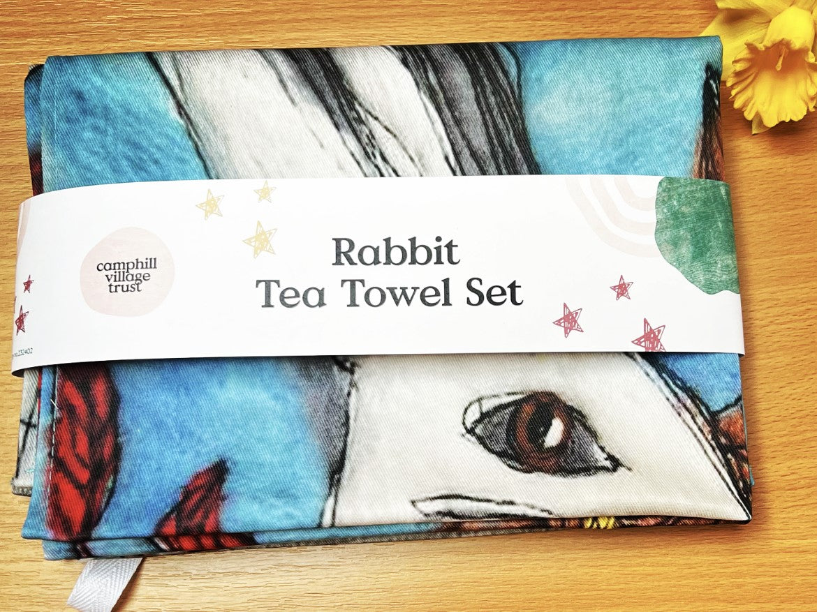 Pack of Two Rabbit Tea Towels
