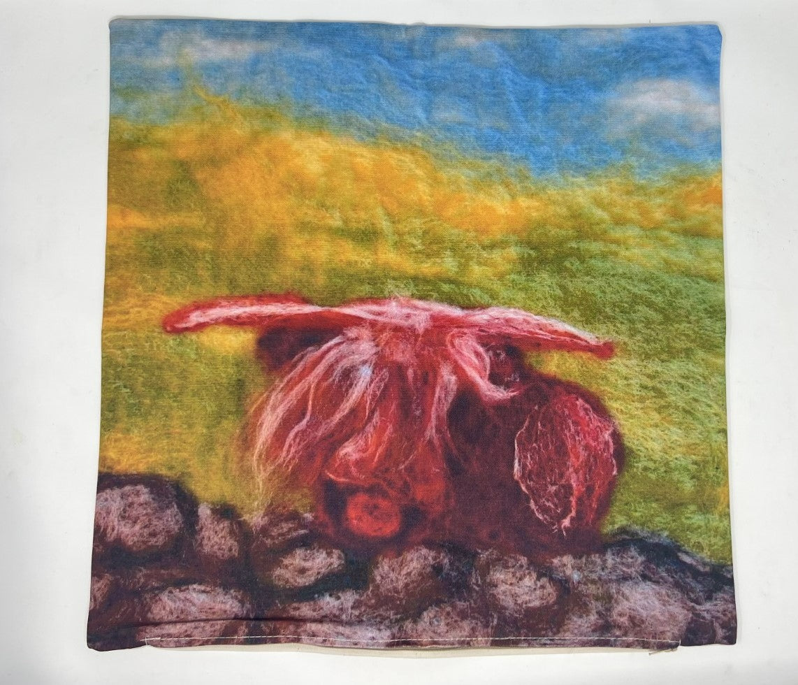 'Highland Cow' ' Organic Cotton Cushion Cover